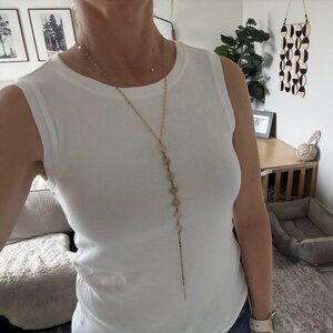 Long Lariat Necklace with Crystals